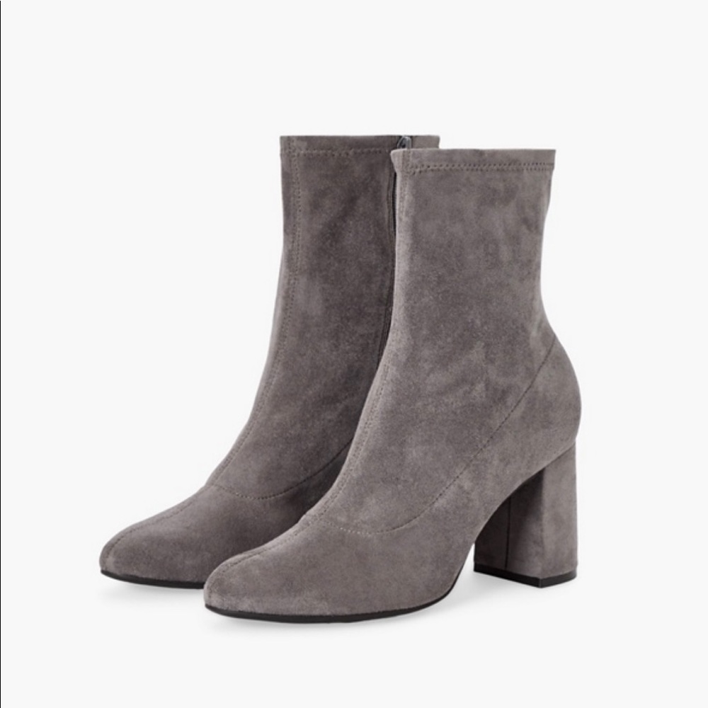 Just Fab Aria Faux Suede Booties Dark Gray Size 6.5